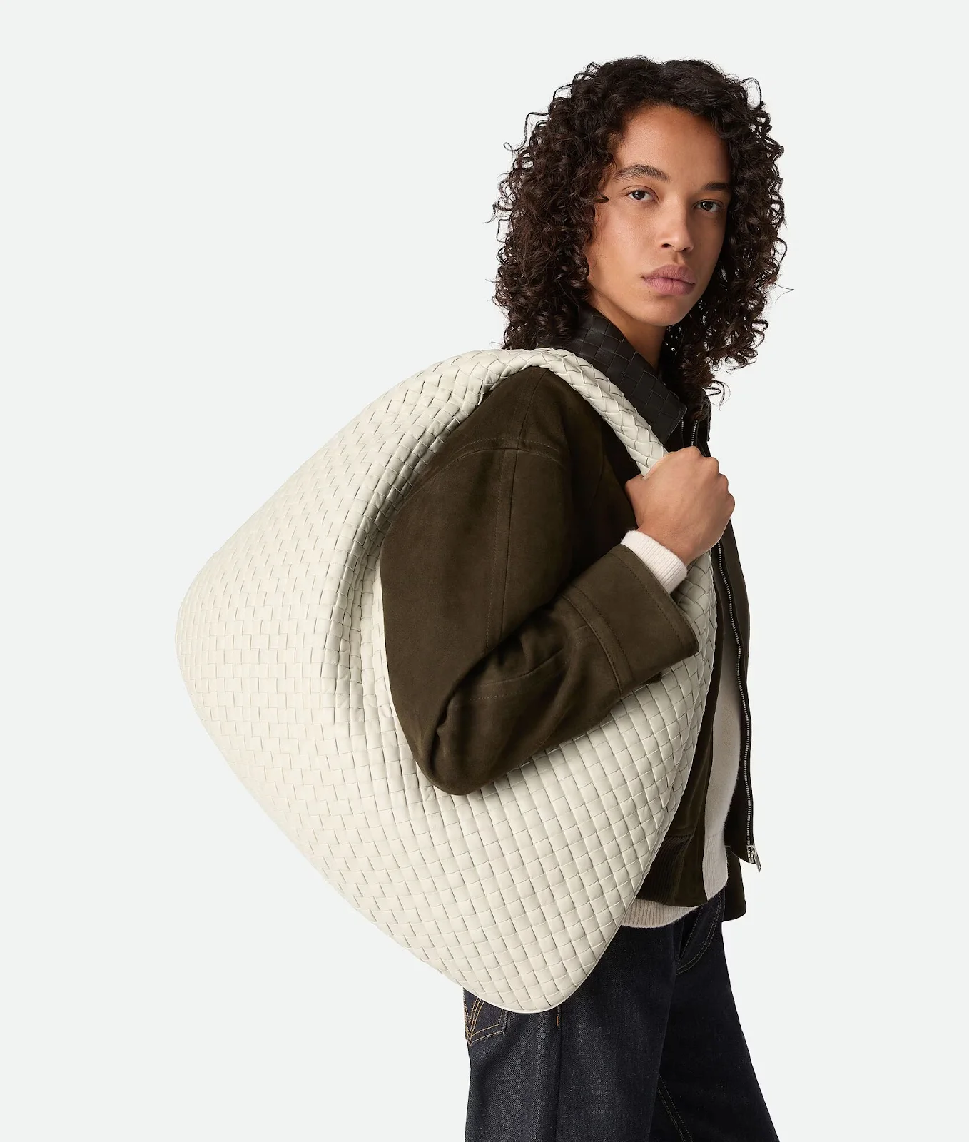 Luxury lifestyle shot with the Bottega Veneta Veneta Maxi bag.